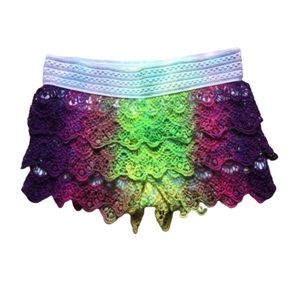 Jolt Custom Tie Dye Lace Shorts Pull On Small